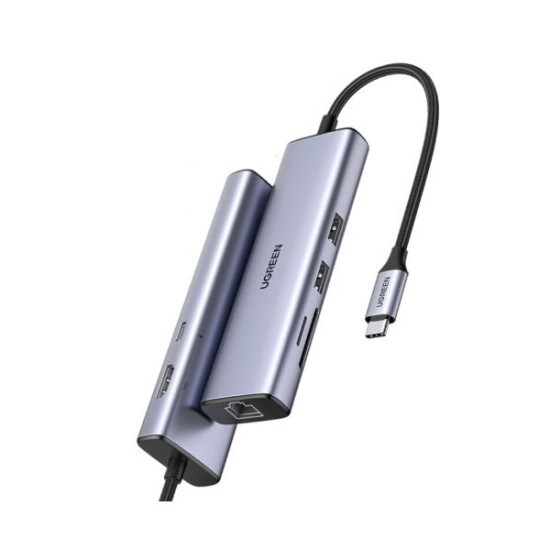 Bộ chuyển đổi Ugreen 90568 USB Type-C sang HDMI, Lan, USB 3.0, SD, PD