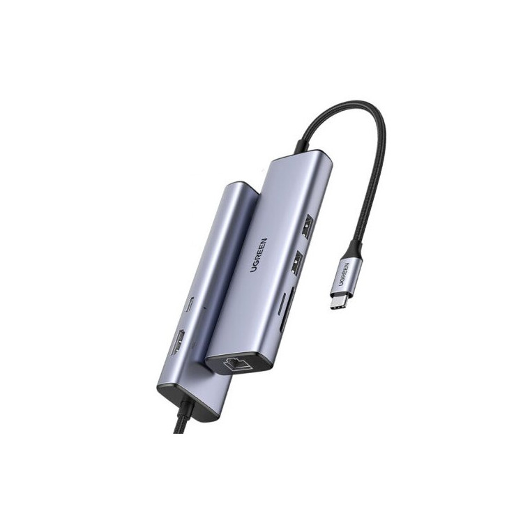 Bộ chuyển đổi Ugreen 90568 USB Type-C sang HDMI, Lan, USB 3.0, SD, PD
