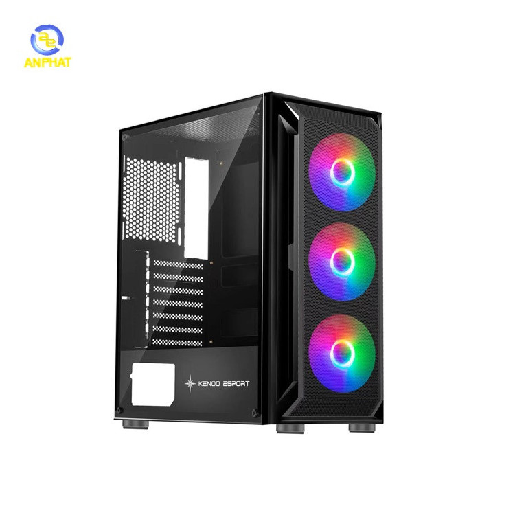 Vỏ Case KENOO ESPORT AF302 - 3F - Mầu Đen (ATX/ 3 Fan RGB)